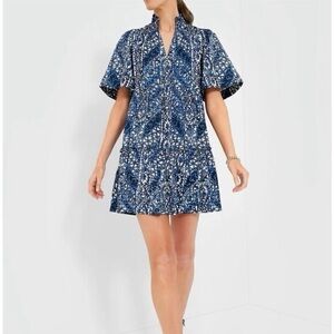 Tuckernuck Elegant Blue Patterned Dress S